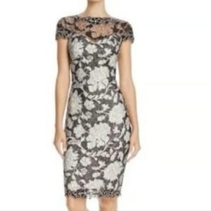 NWT Tadashi Shoji 6 Algiers Black and White Peony Floral Lace Cocktail‎ Dress